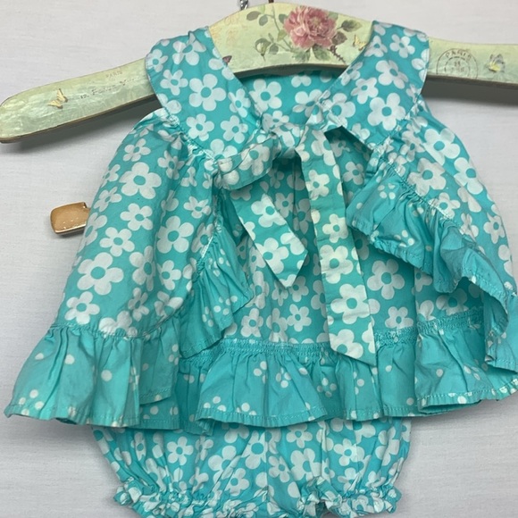 Frumpy Rumps Floral Blue Baby Dress - Picture 4 of 8